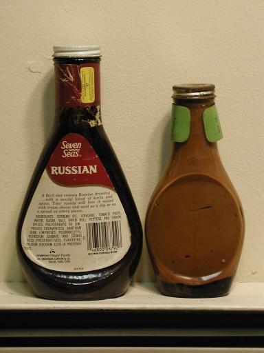 The back sides of the WORLD'S OLDEST salad dressing